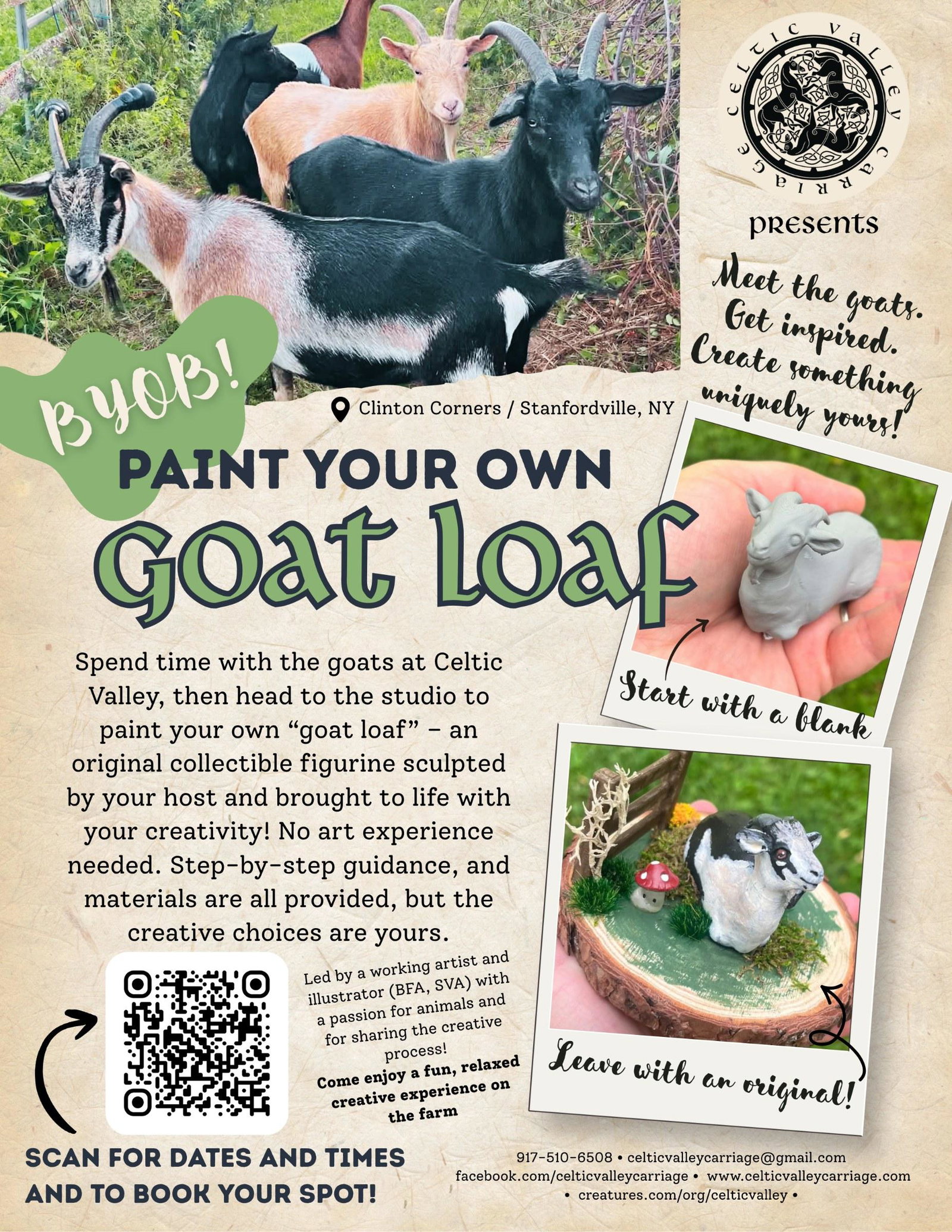 Meet the Goats & Paint your own Goat Loaf collectible original sculpture! BYOB