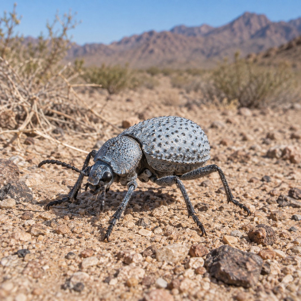 blue death feigning beetle