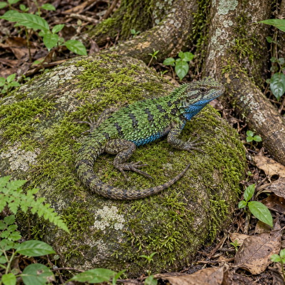 green spiny lizard