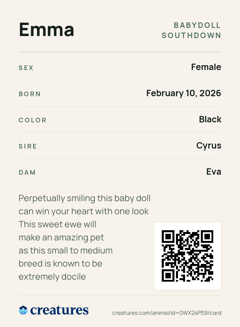 Emma Creature Card back