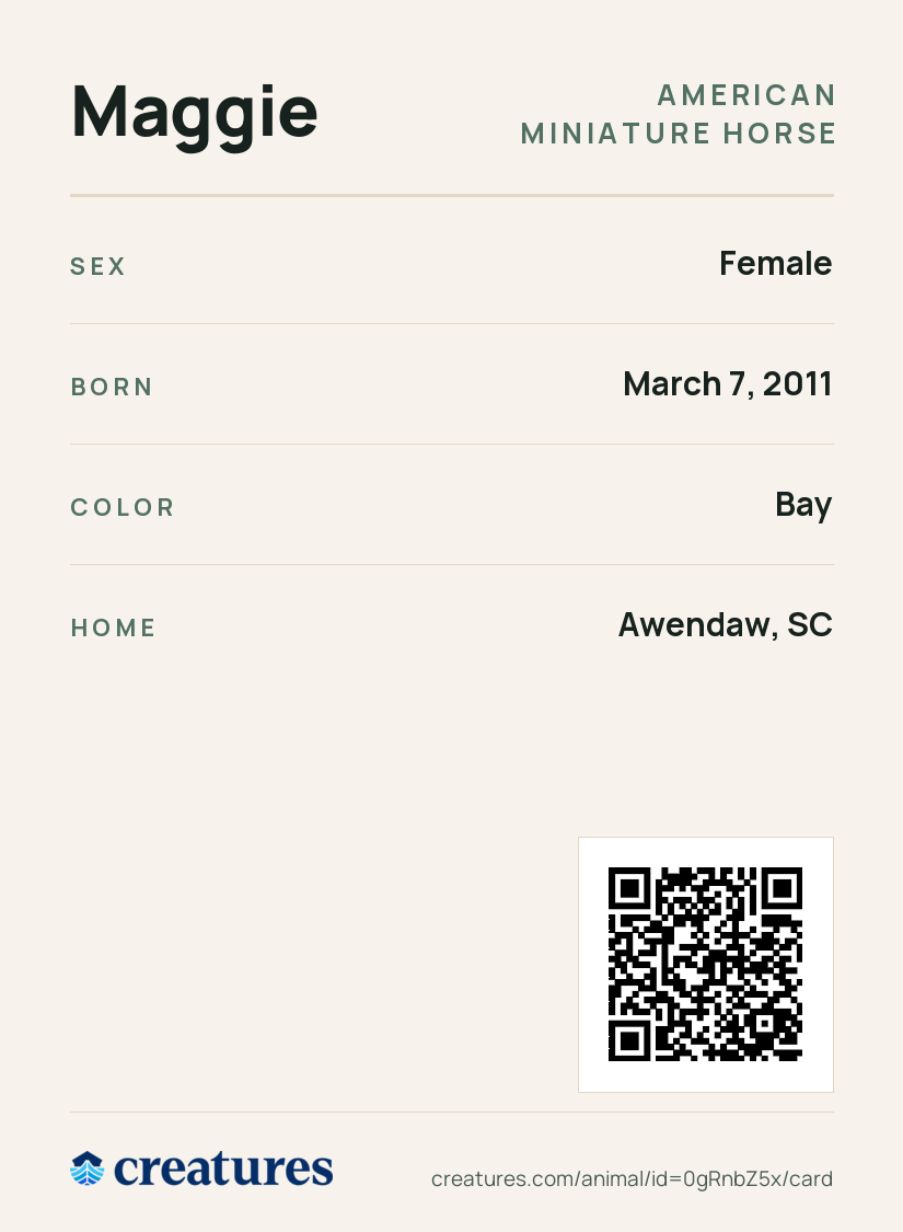 Maggie Creature Card back