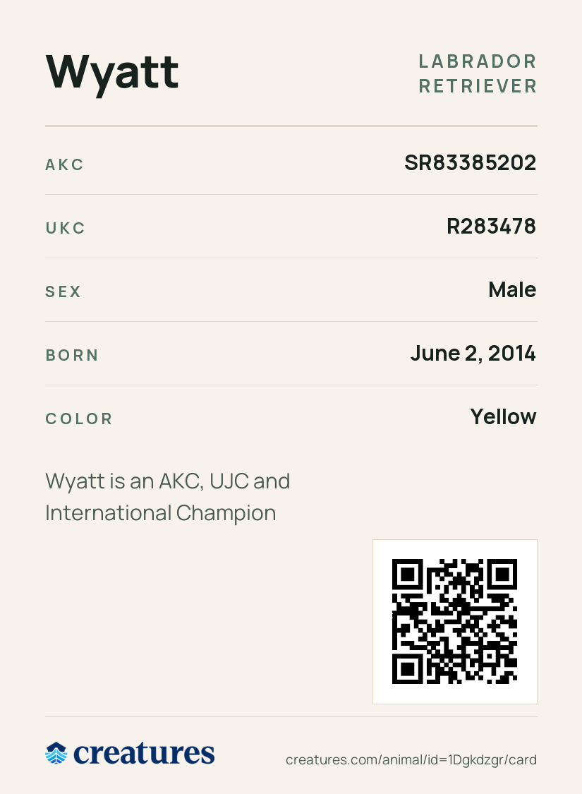 Wyatt Creature Card back