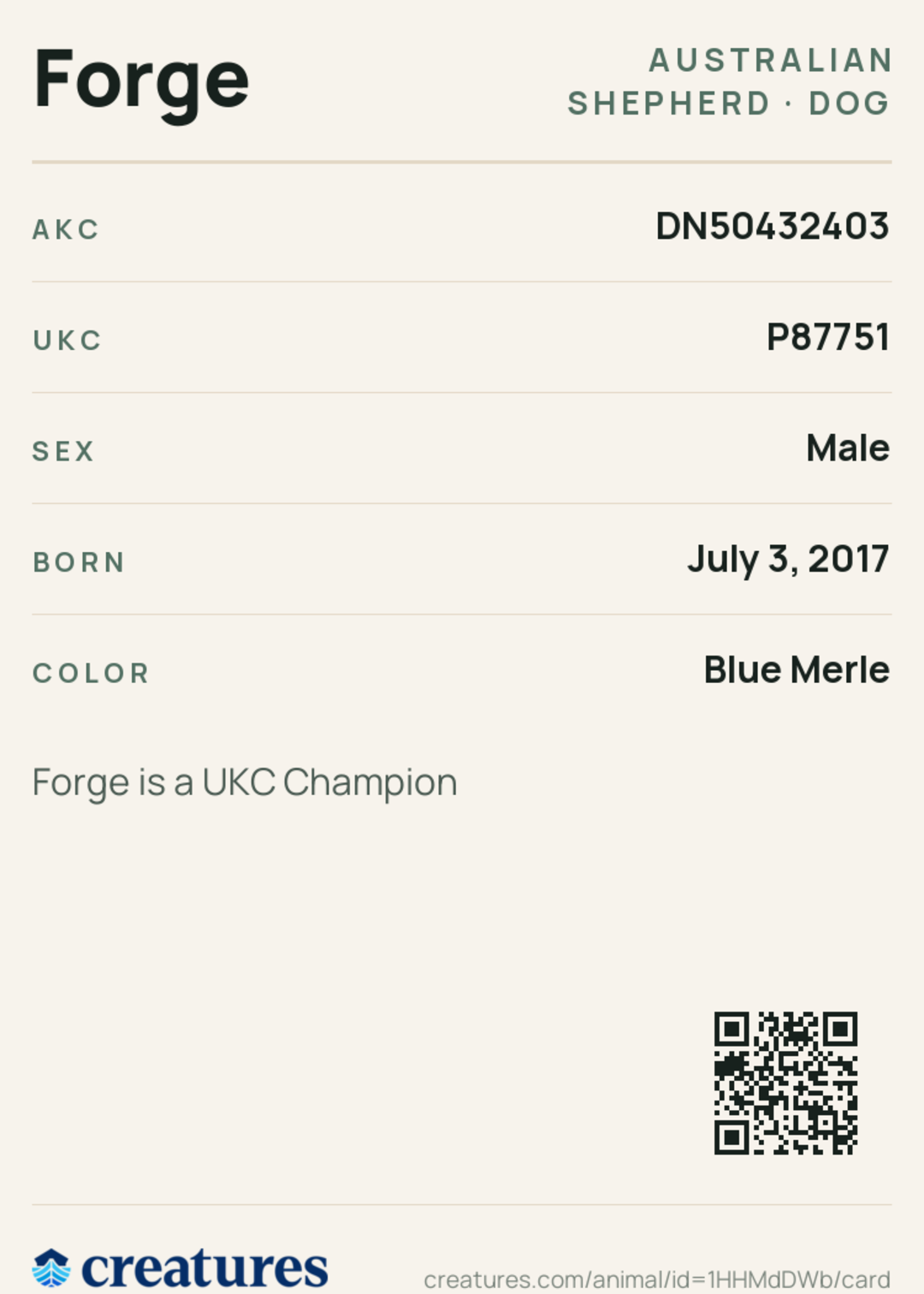Forge Creature Card back