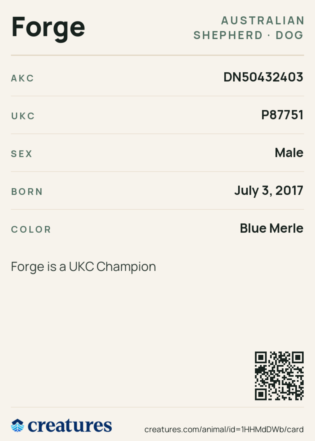 Forge Creature Card back