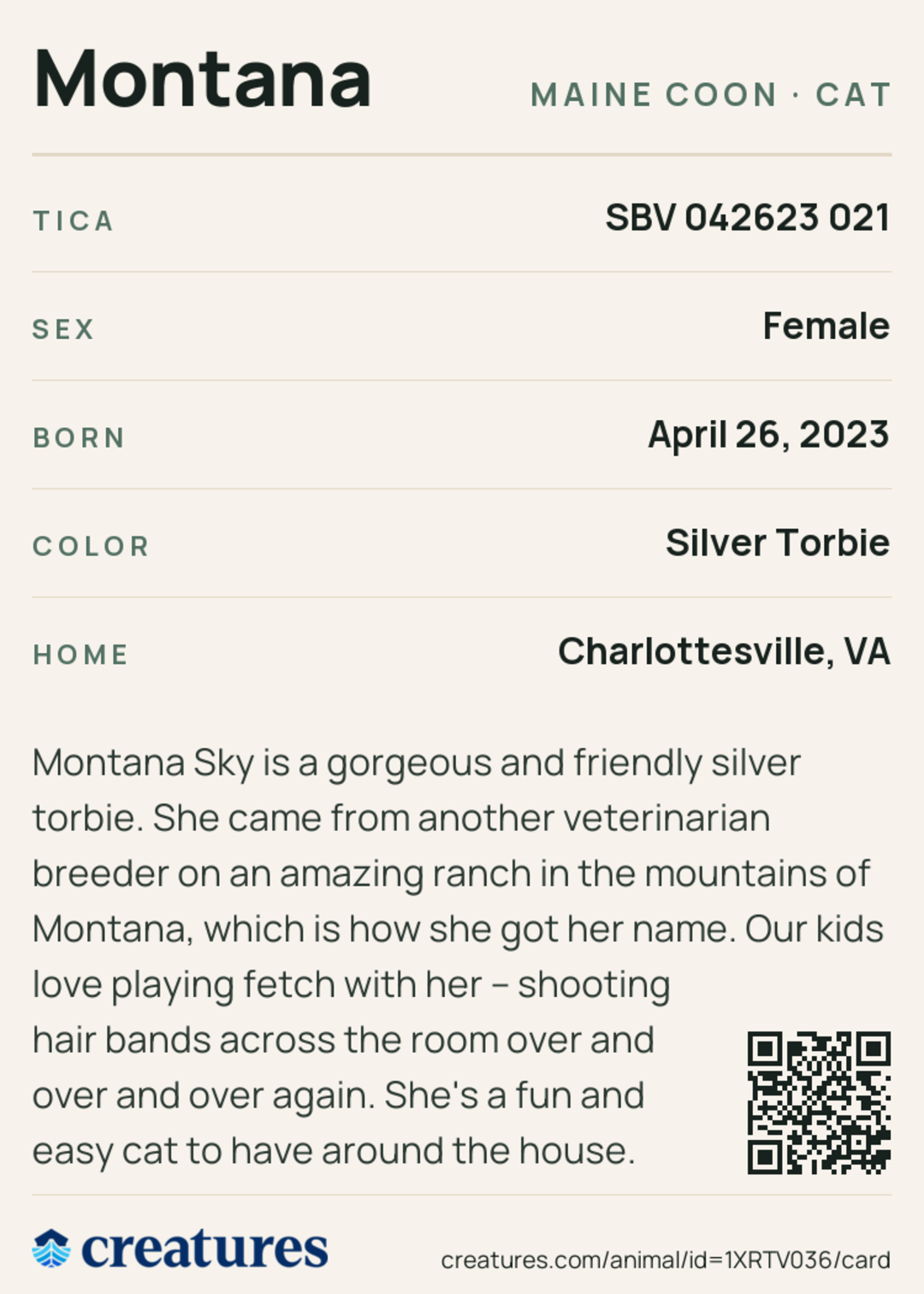 Montana Creature Card back