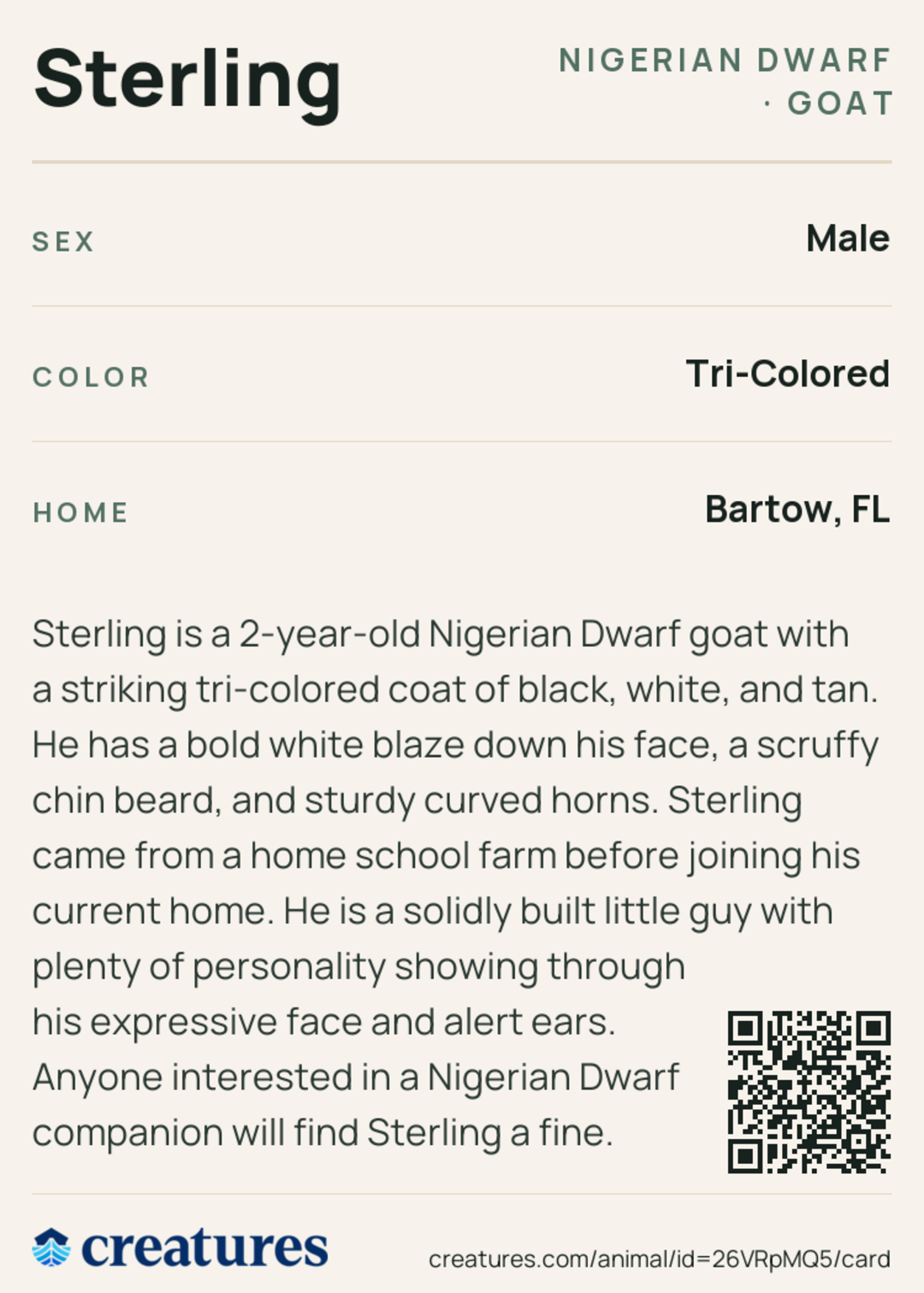 Sterling Creature Card back