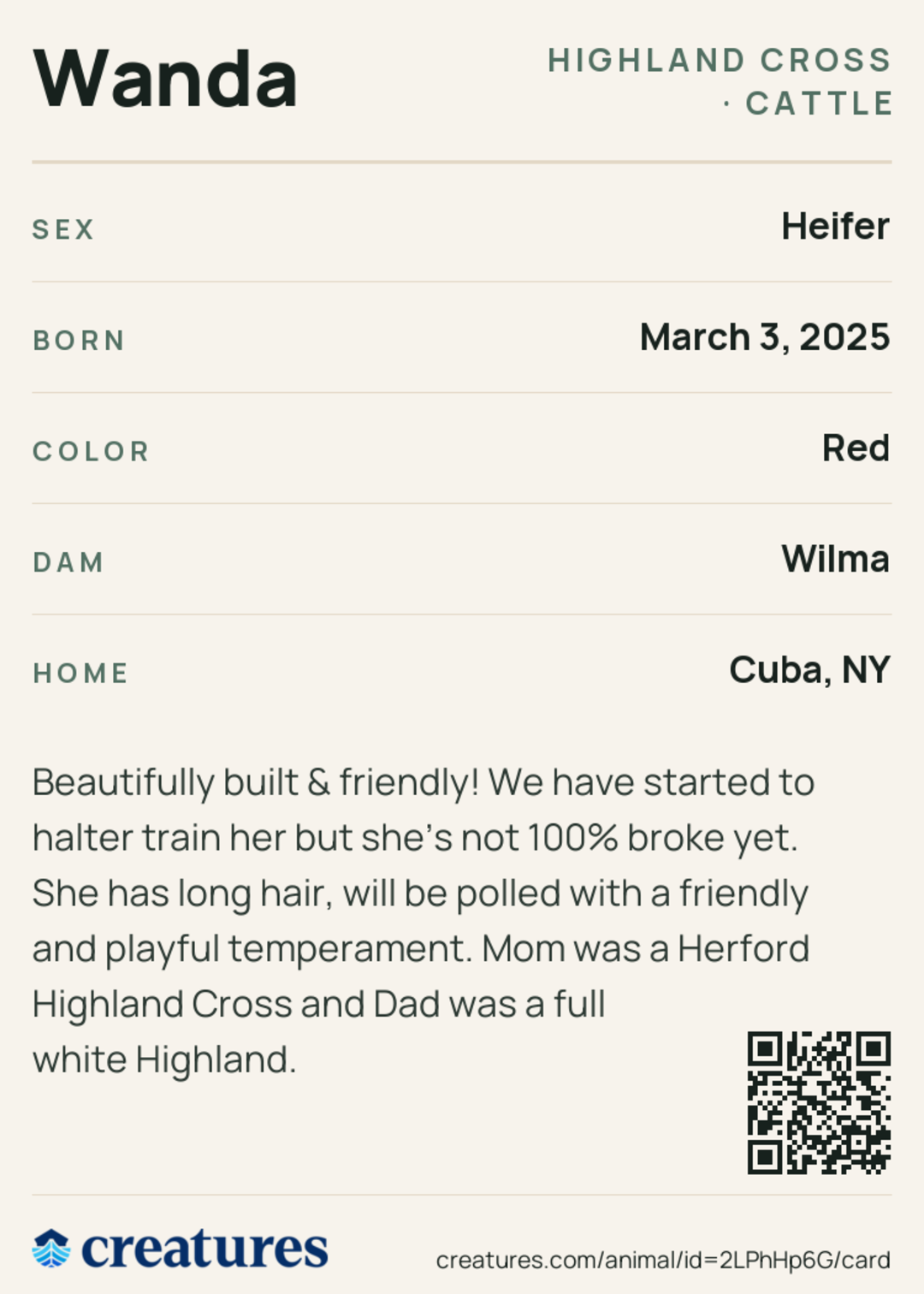 Wanda Creature Card back