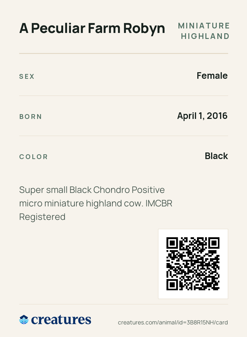 A Peculiar Farm Robyn Creature Card back