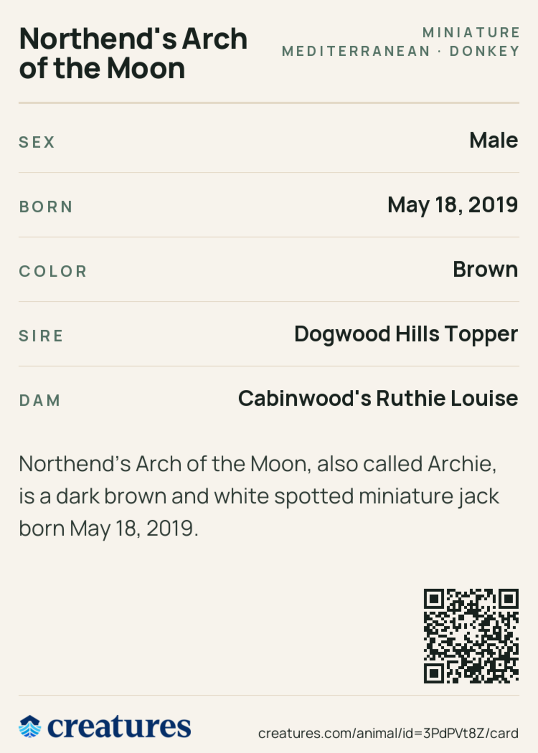 Northend's Arch of the Moon Creature Card back