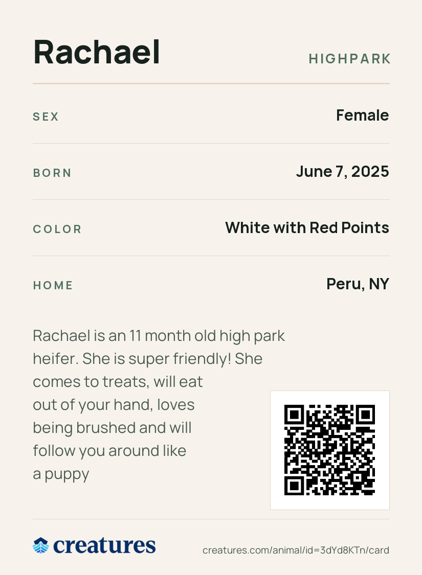 Rachael Creature Card back