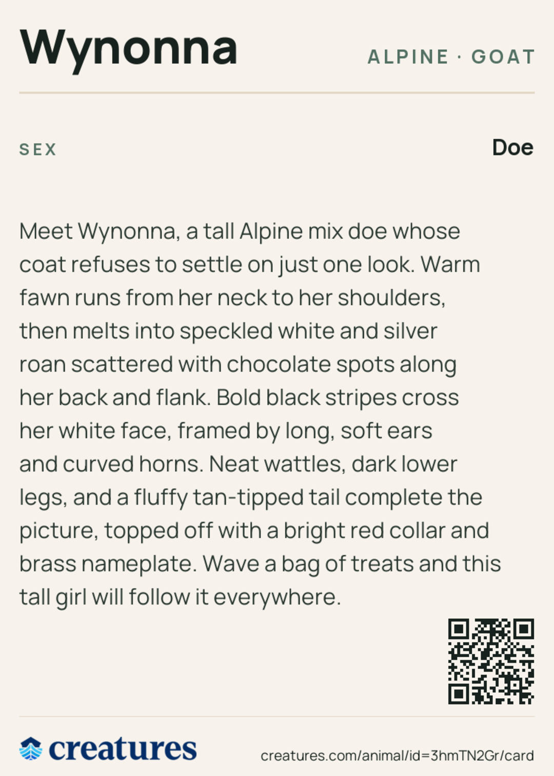 Wynonna Creature Card back