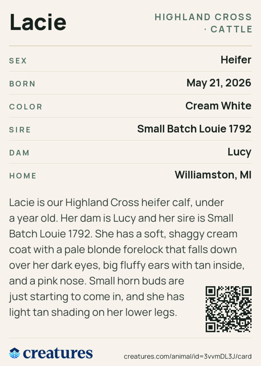 Lacie Creature Card back
