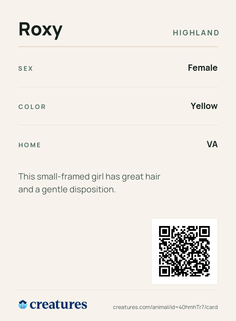 Roxy Creature Card back