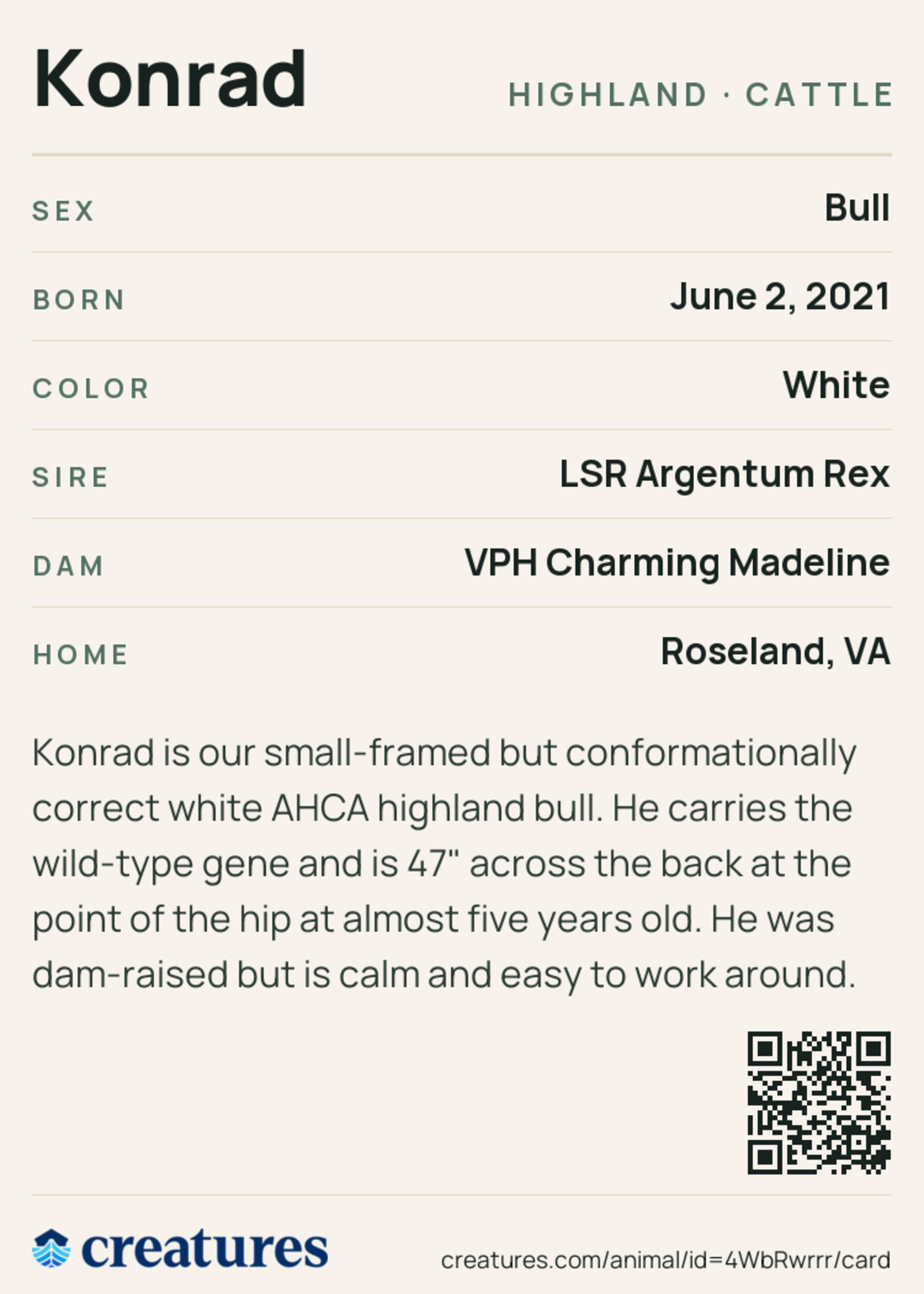 Konrad Creature Card back