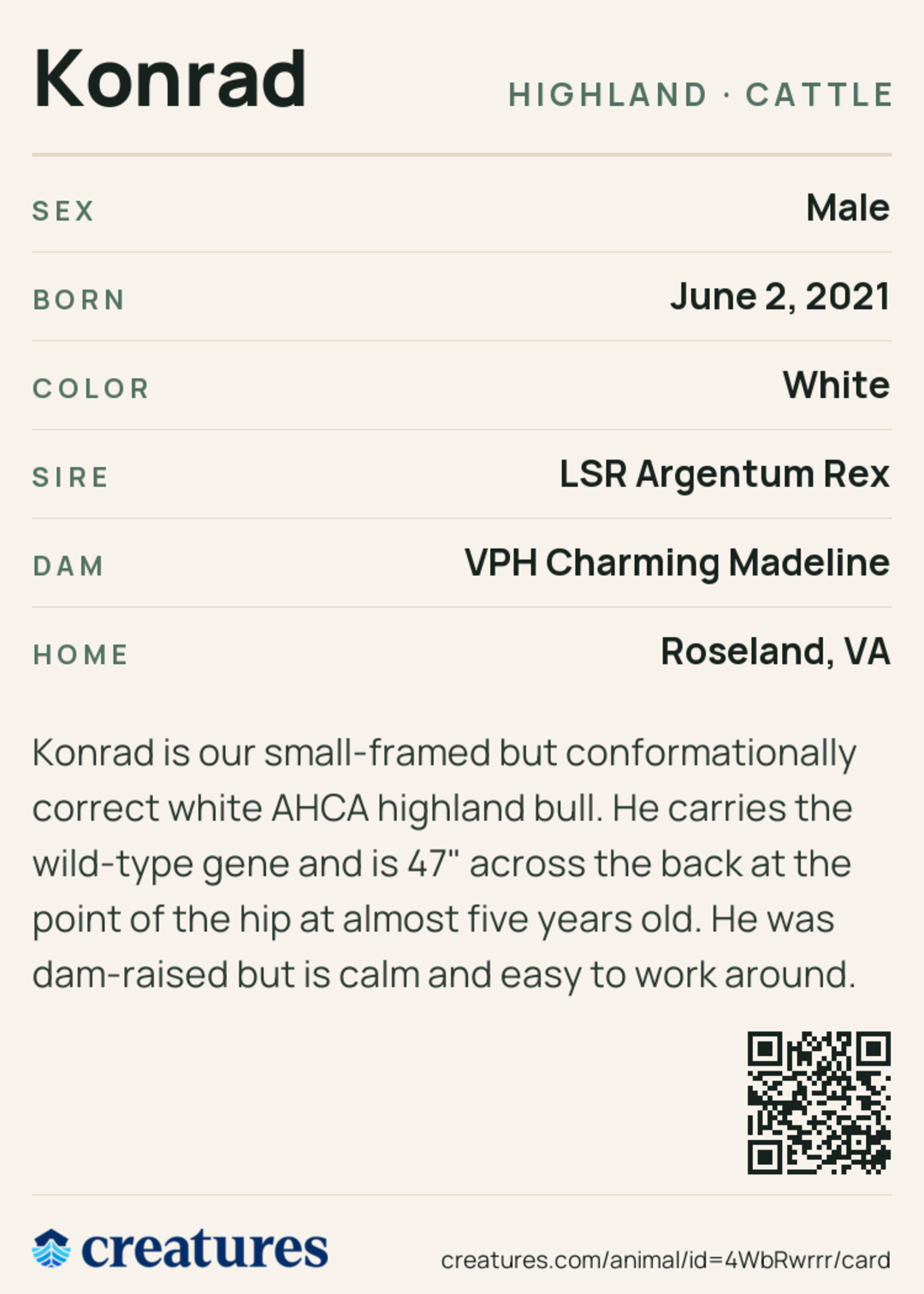 Konrad Creature Card back