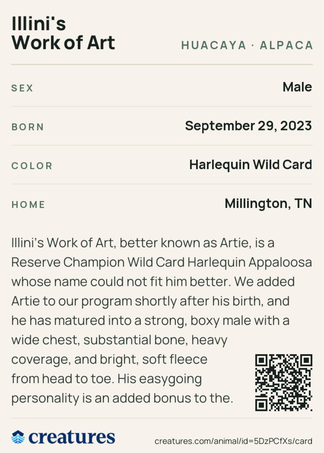 Illini's Work of Art Creature Card back