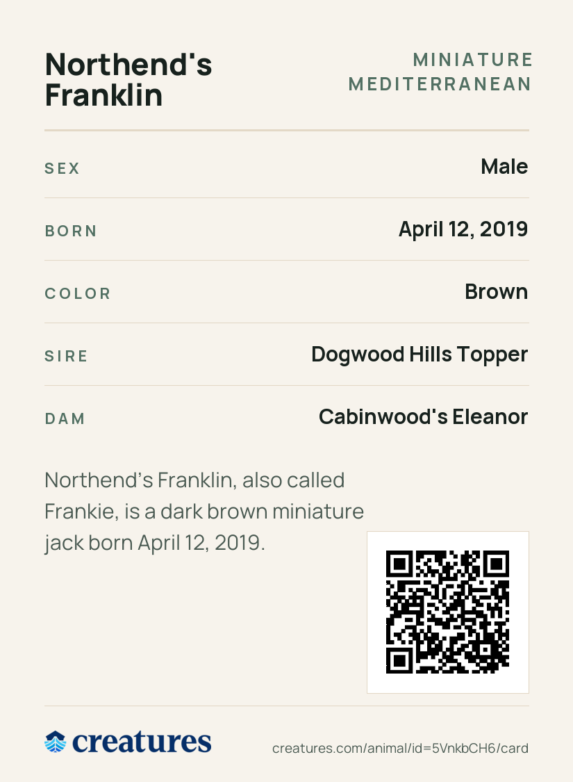 Northend's Franklin Creature Card back