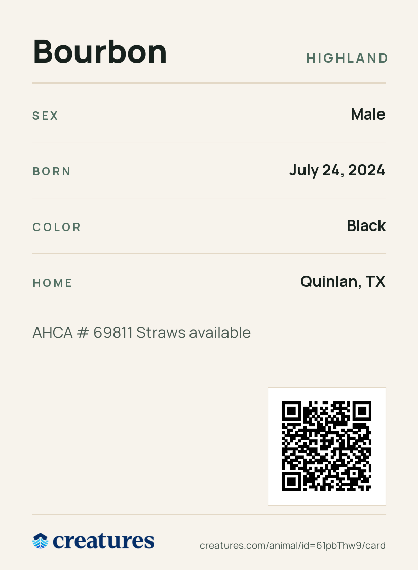 Bourbon Creature Card back