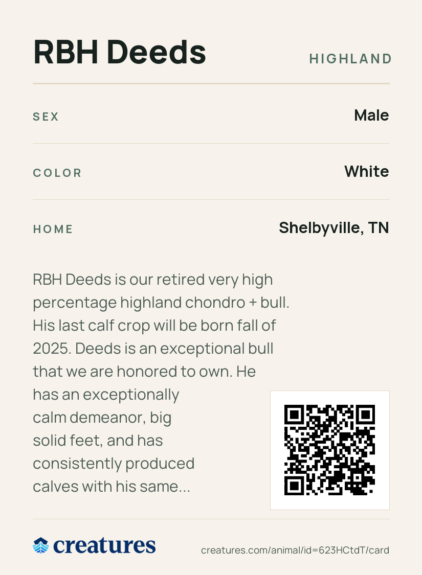 RBH Deeds Creature Card back