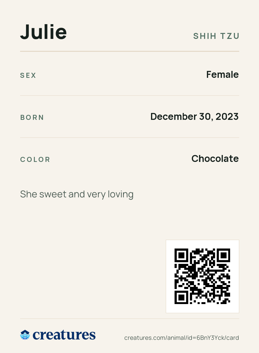 Julie Creature Card back