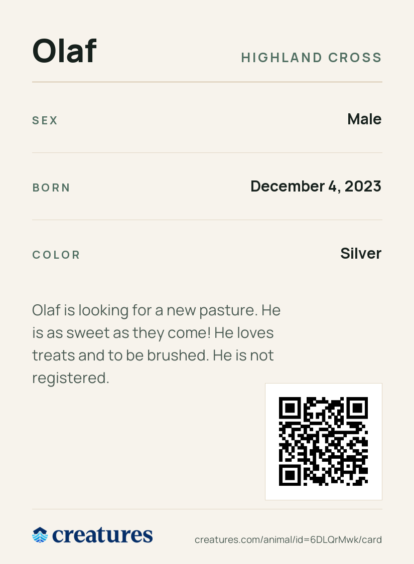 Olaf Creature Card back