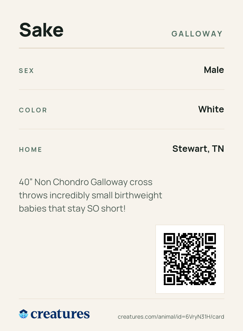 Sake Creature Card back