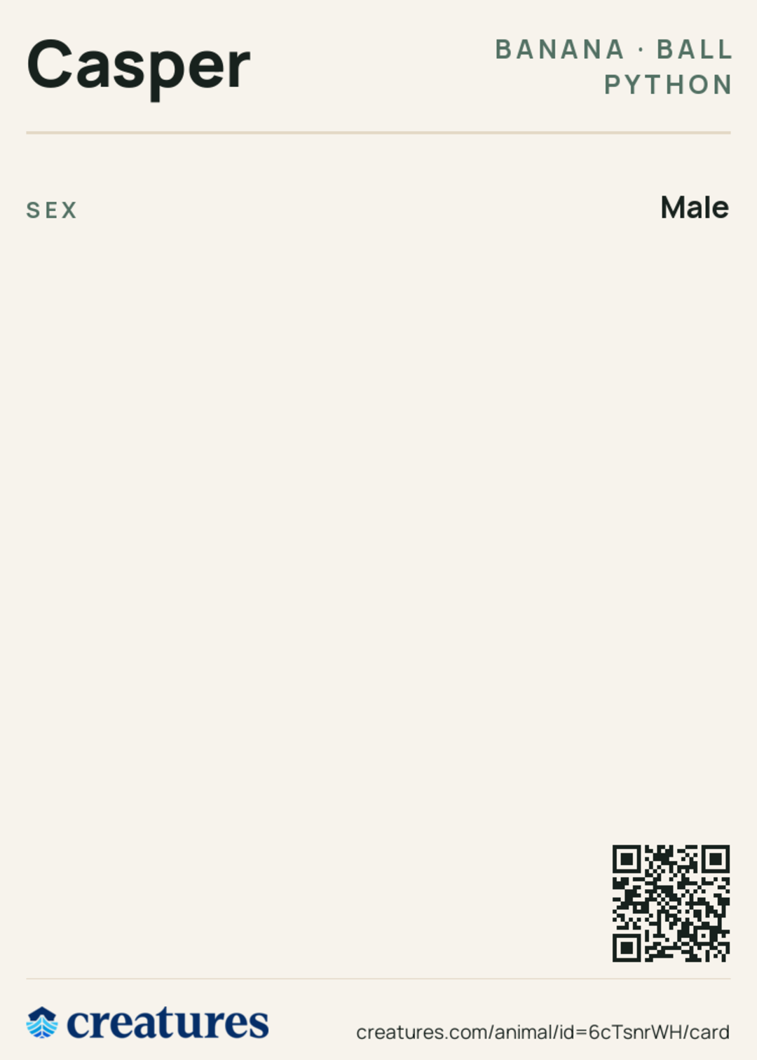 Casper Creature Card back