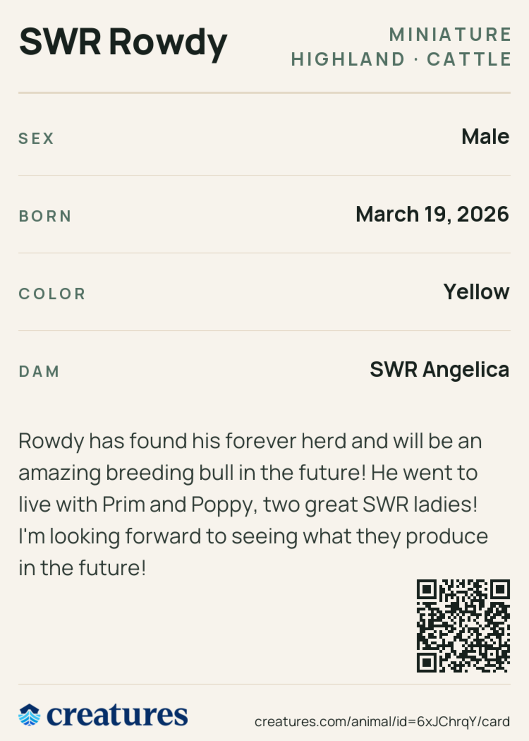 SWR Rowdy Creature Card back
