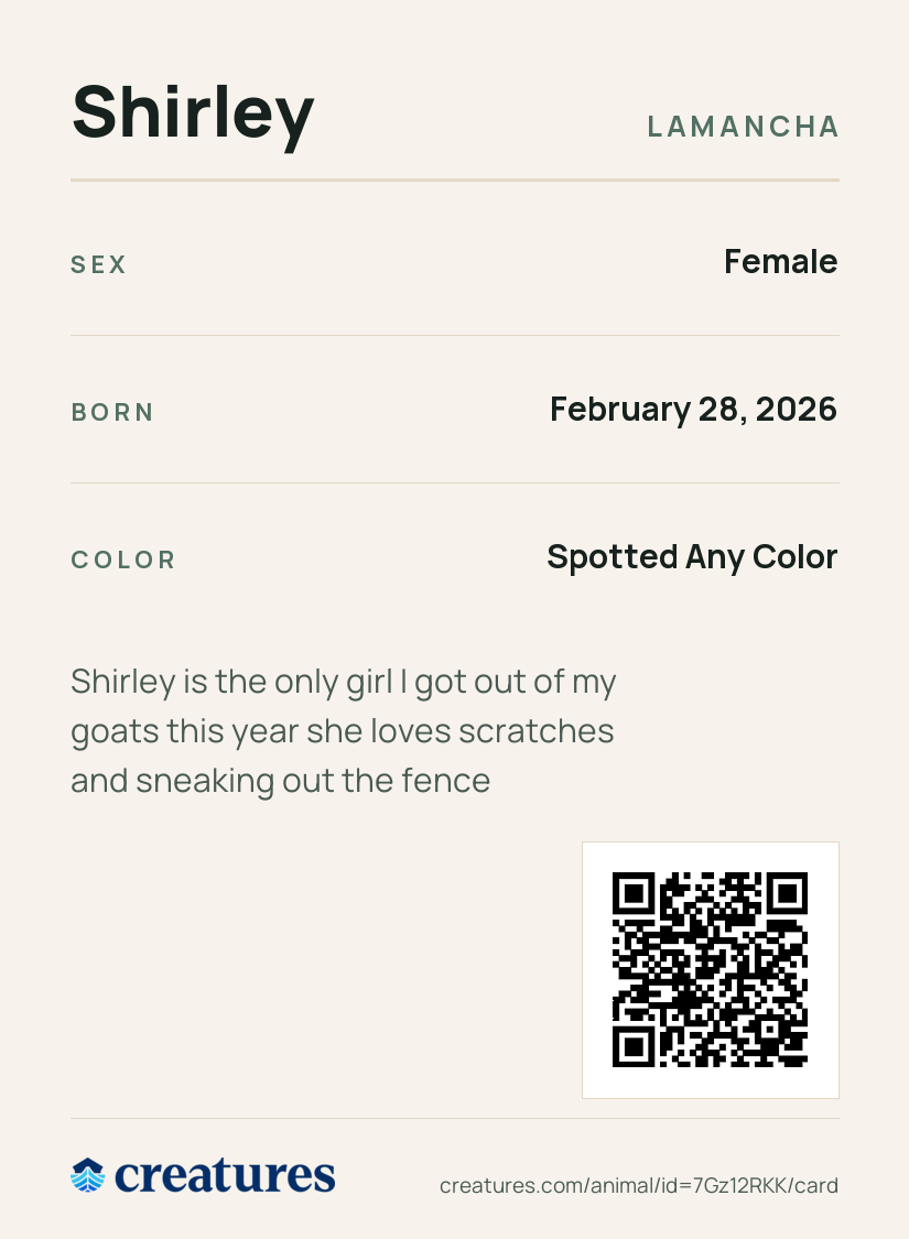 Shirley Creature Card back