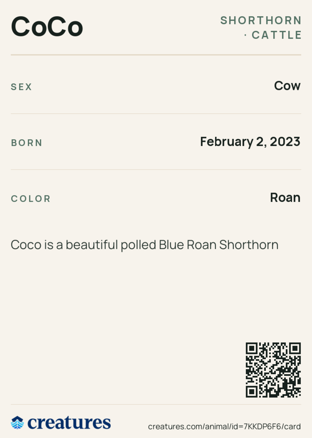 CoCo Creature Card back
