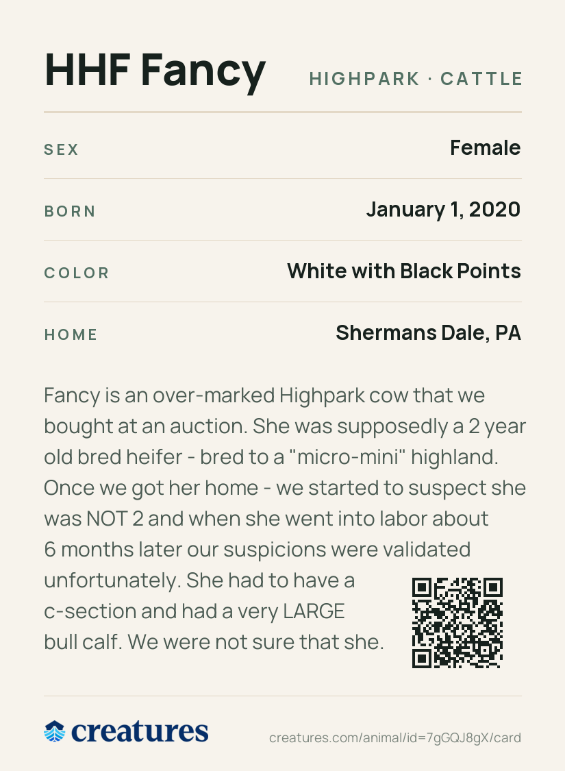 HHF Fancy Creature Card back