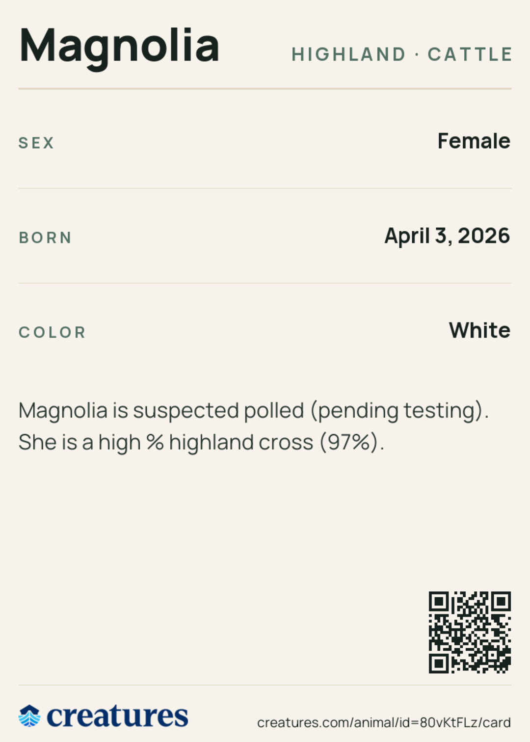 Magnolia Creature Card back