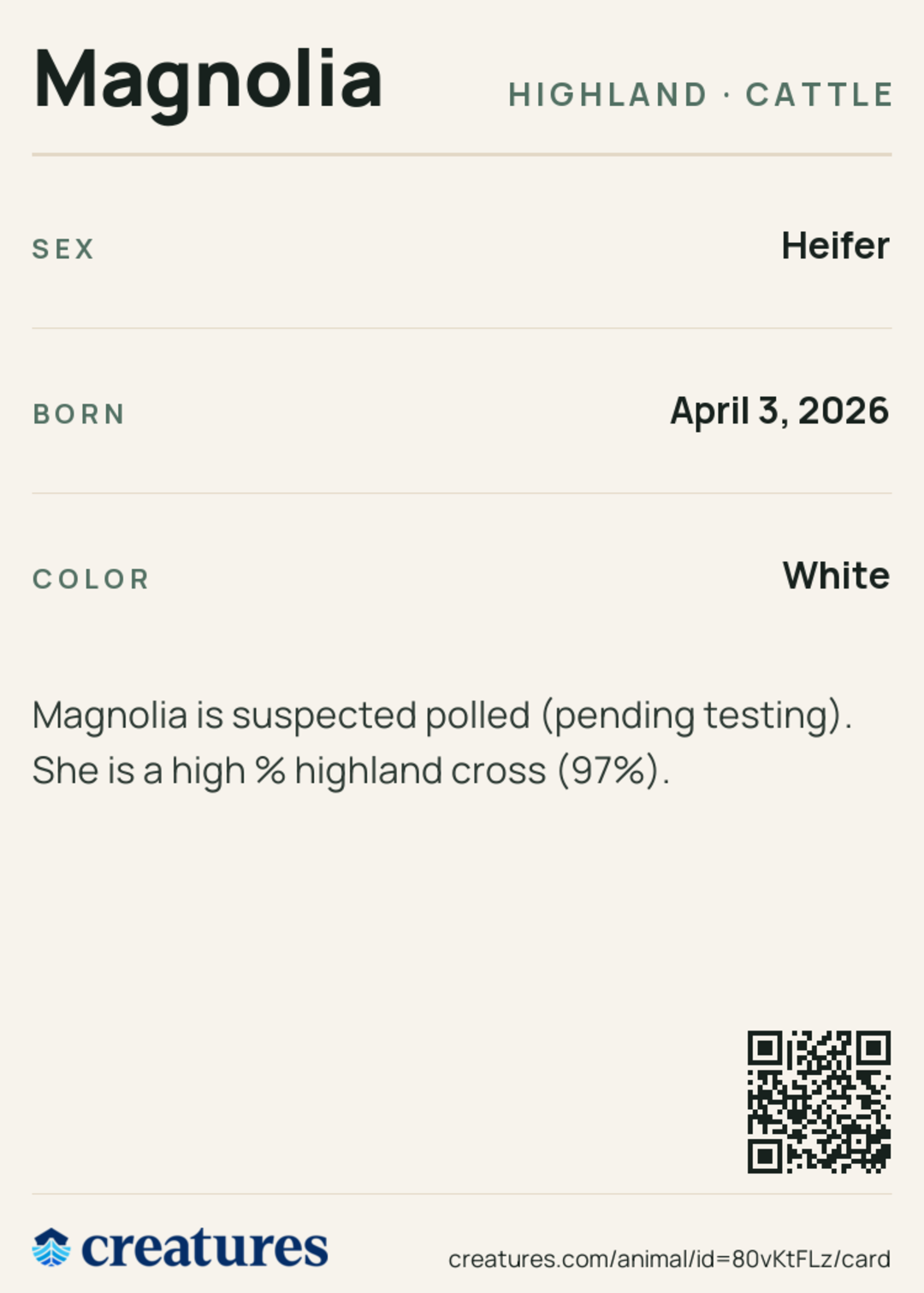 Magnolia Creature Card back