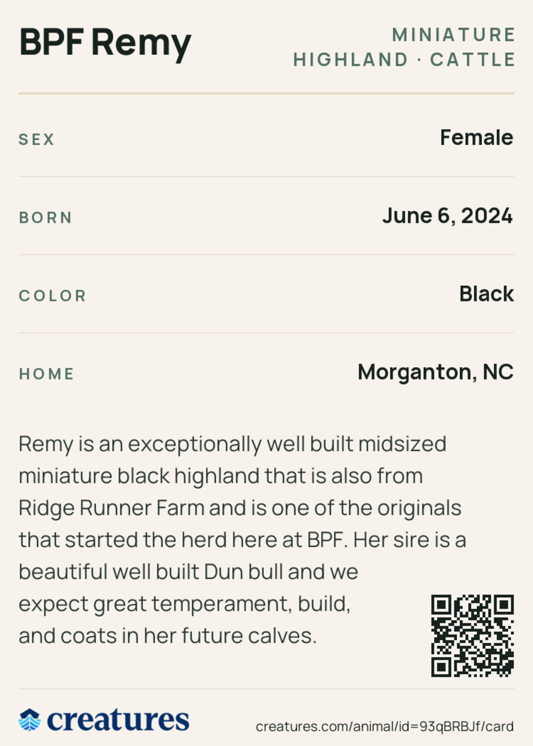 BPF Remy Creature Card back