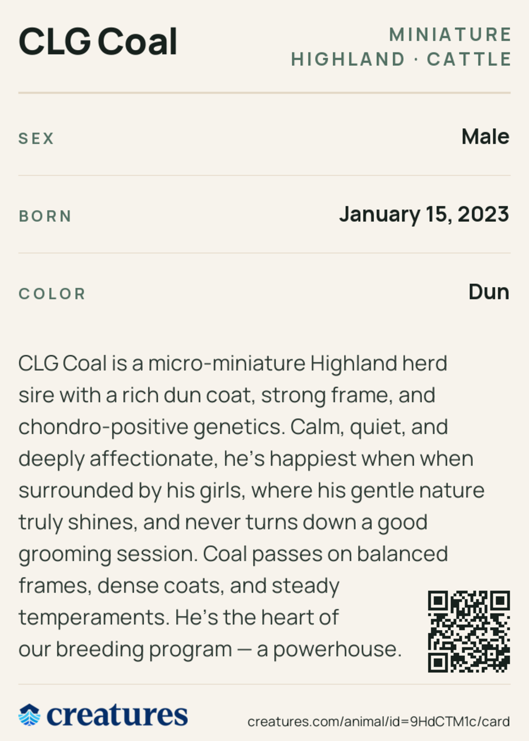 CLG Coal Creature Card back