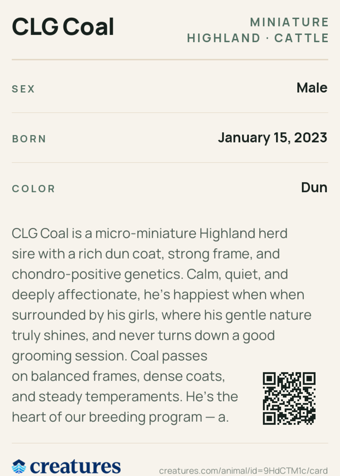 CLG Coal Creature Card back