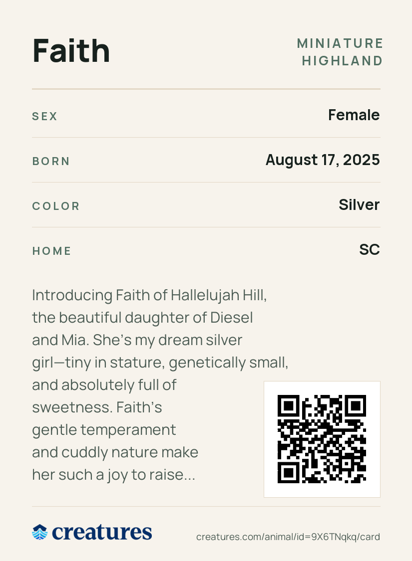 Faith Creature Card back