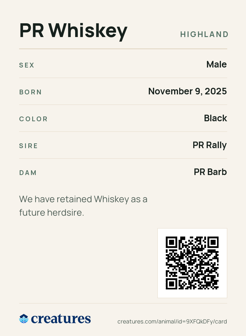PR Whiskey Creature Card back