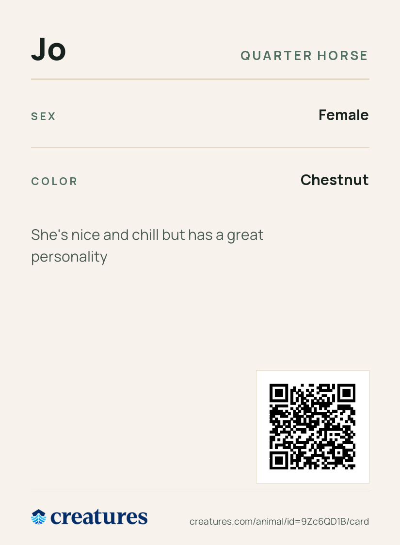 Jo Creature Card back