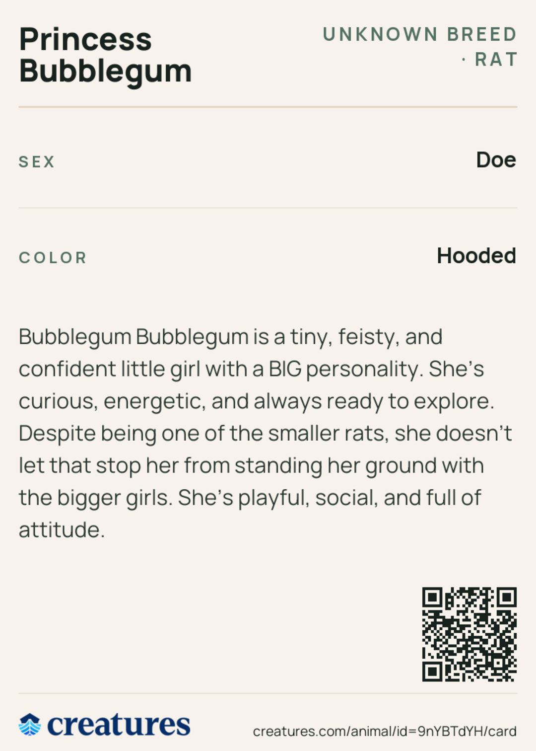Princess Bubblegum Creature Card back