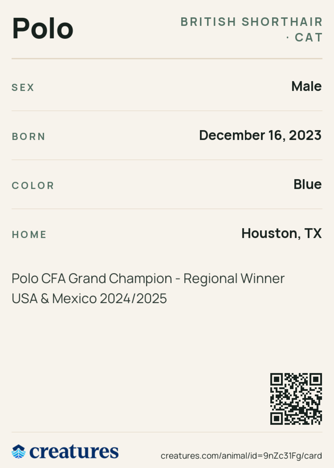Polo Creature Card back