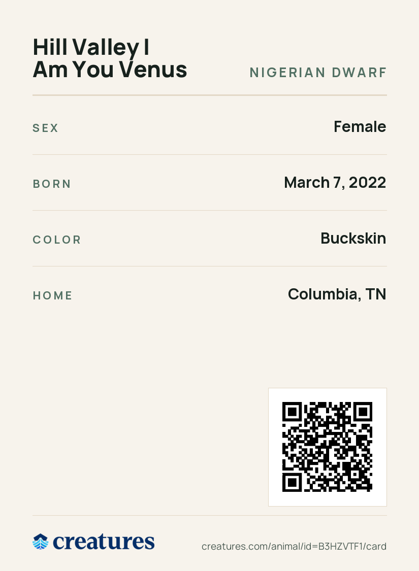 Hill Valley I Am You Venus Creature Card back