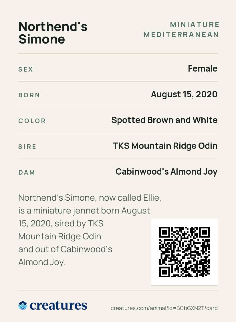 Northend's Simone Creature Card back