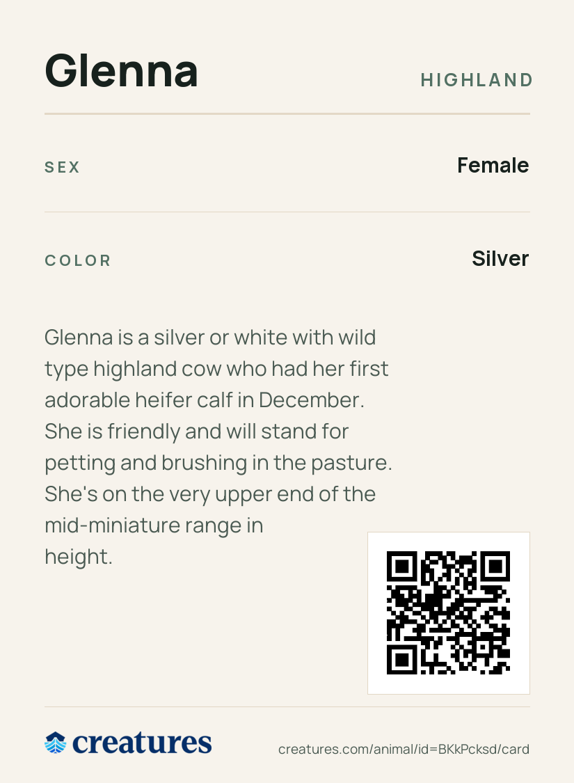 Glenna Creature Card back