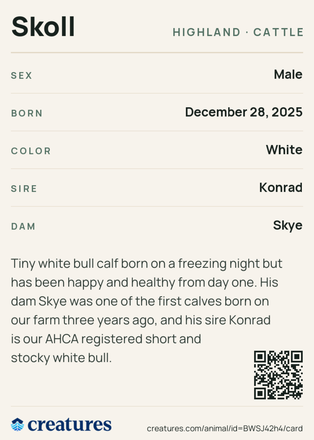 Skoll Creature Card back