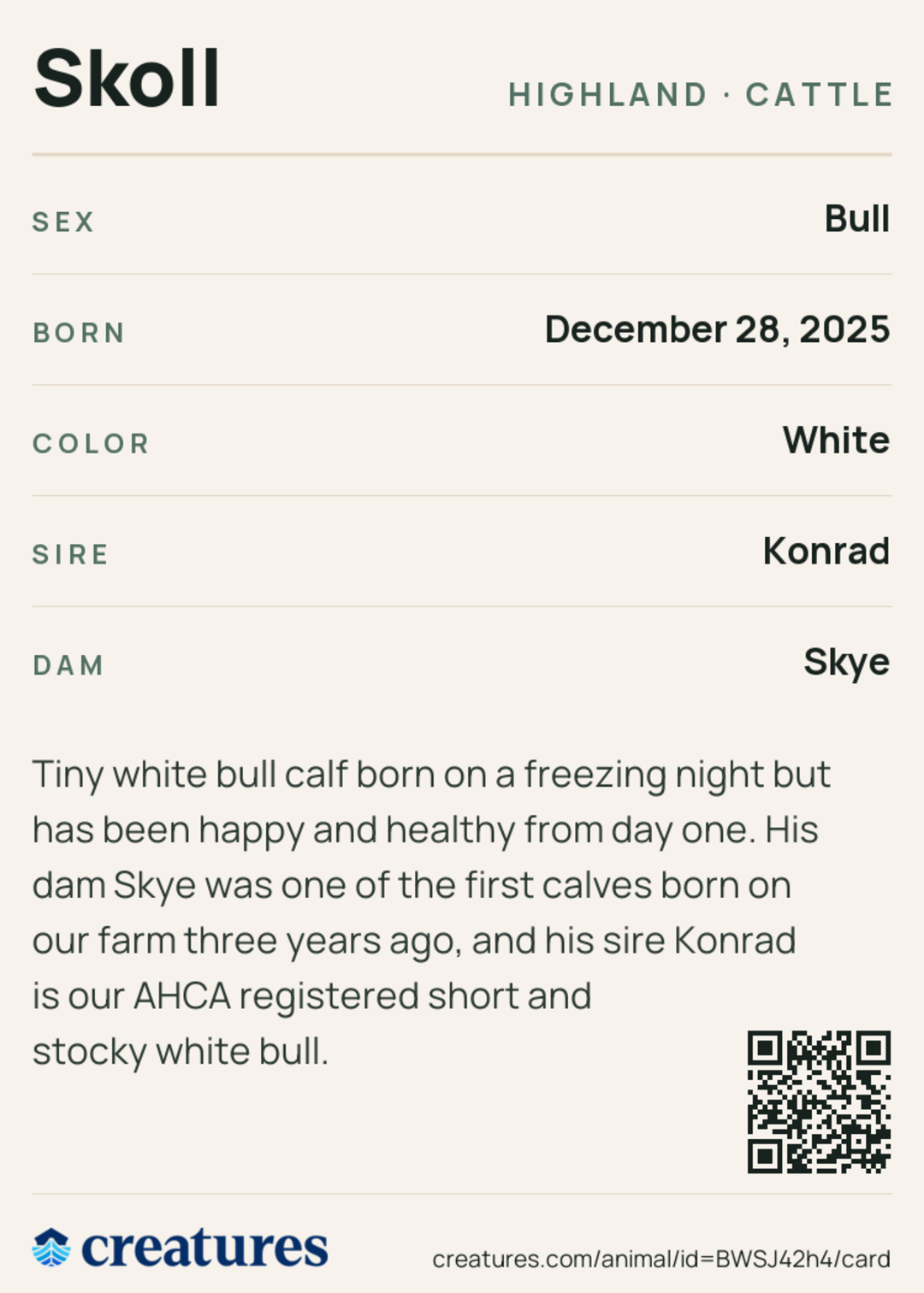 Skoll Creature Card back