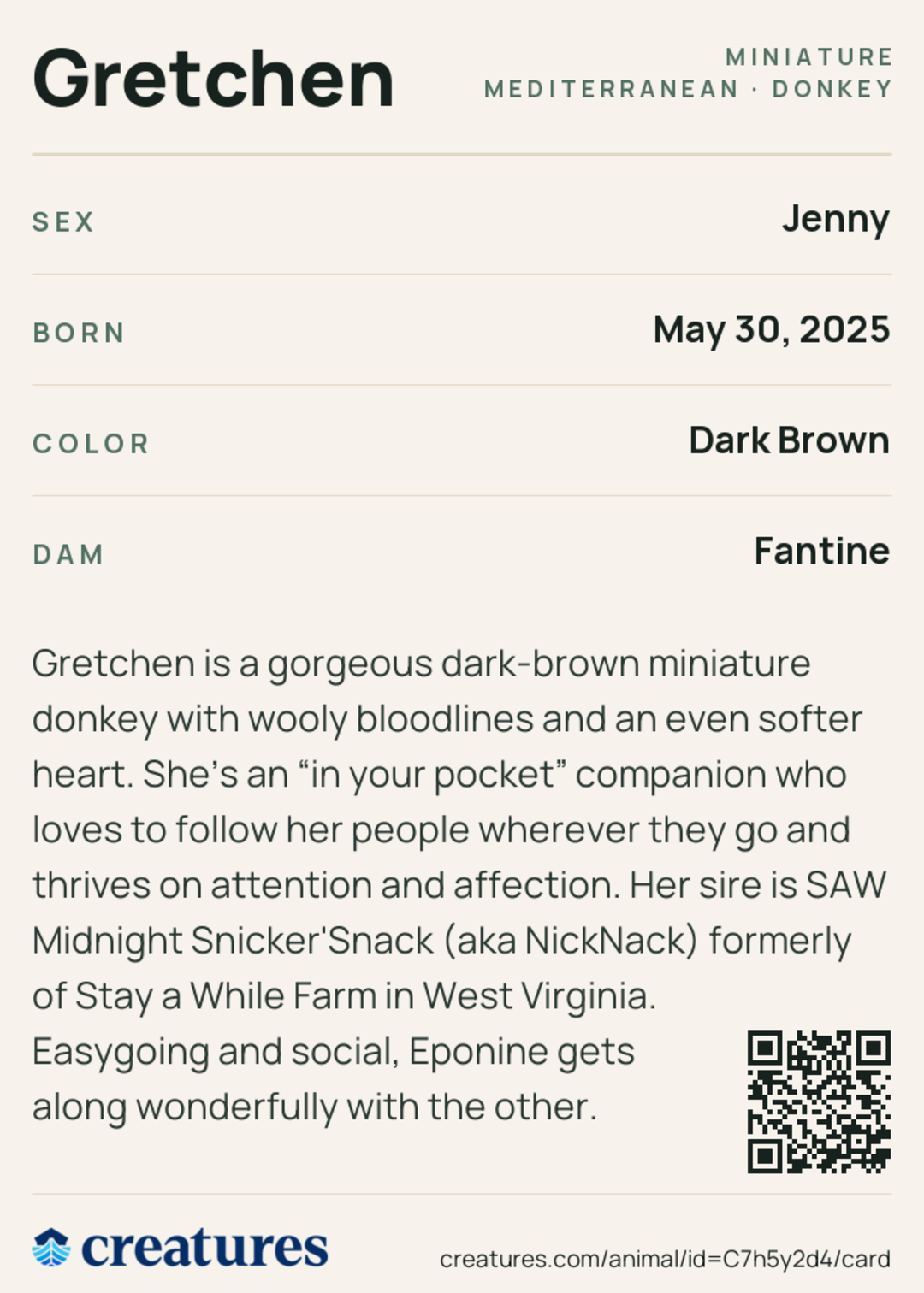 Gretchen Creature Card back