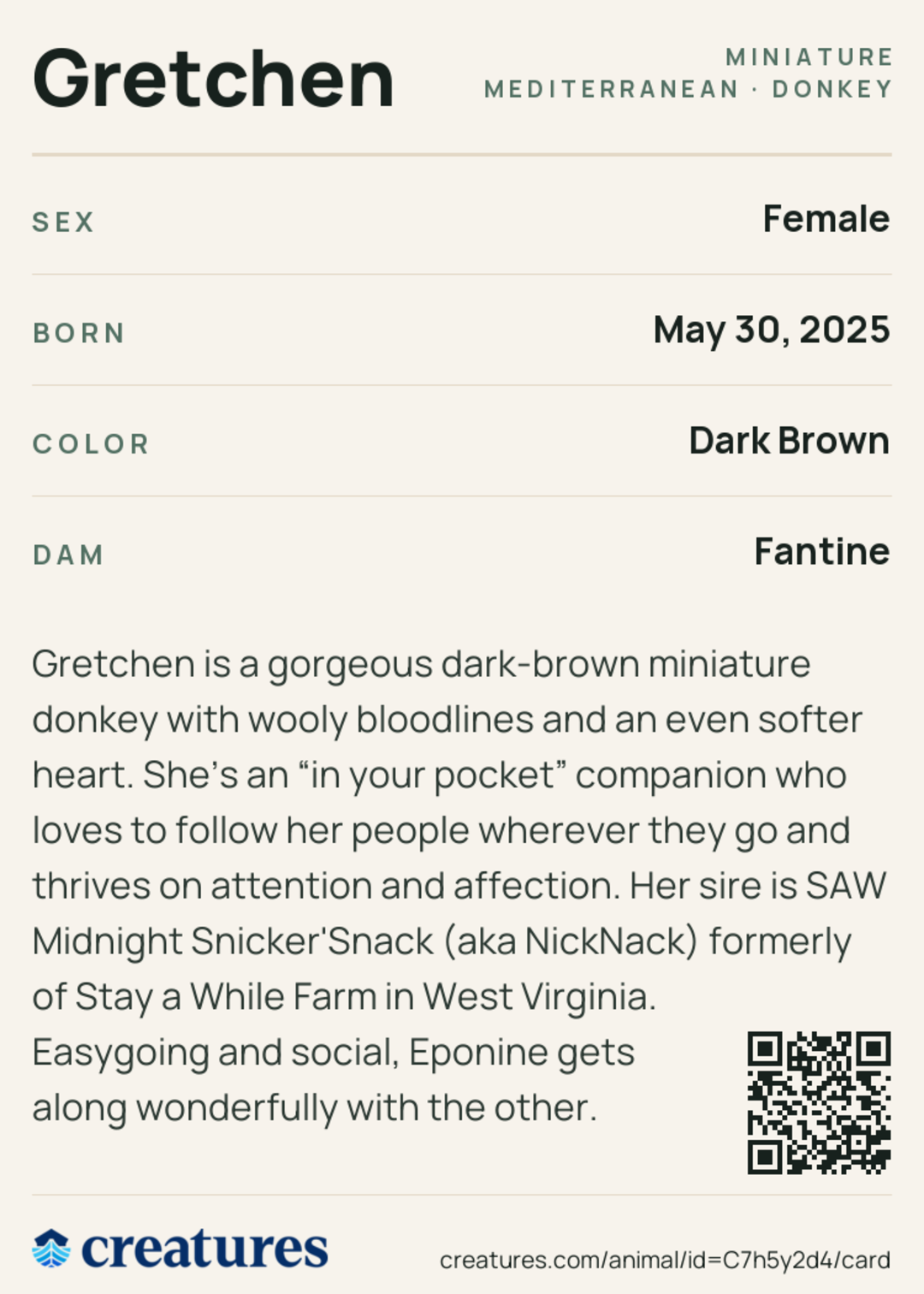 Gretchen Creature Card back