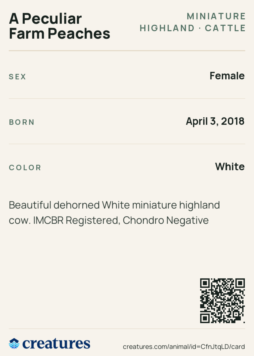 A Peculiar Farm Peaches Creature Card back