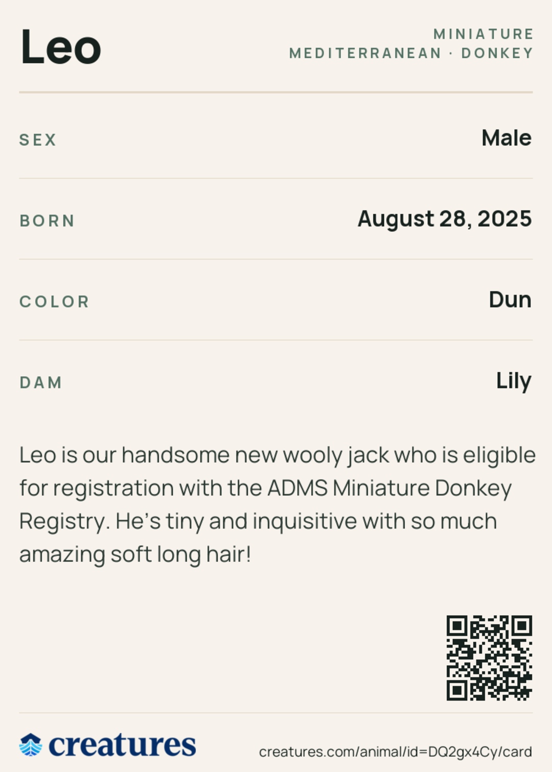 Leo Creature Card back